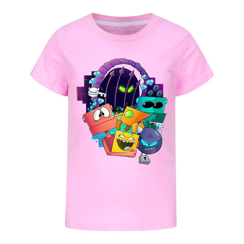 Geometry Dash Clothes Kids Cube Game T-shirt Teenager Boys Summer Short Sleeve Tops Baby Girls Cotton Tshirt Children Clothing