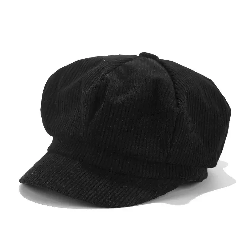 Boina de pana cálida para mujer, sombreros octogonales coreanos, sombrero de Newsboy de Color sólido Retro, gorras Vintage, accesorios de sombrero de pintor, invierno y otoño
