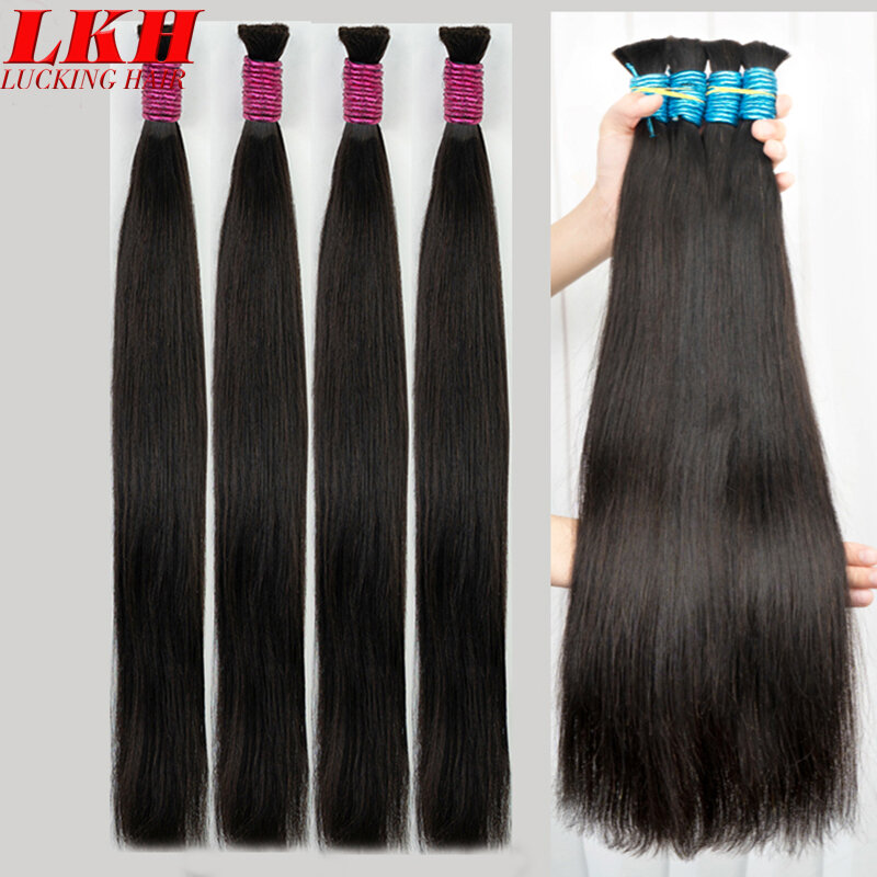 Sprzedaż hurtowa ludzkie meczesy wiązki ludzkich włosów proste przedłużanie Cheveux naturalne ludzkie włosy luzem dla Mega jej 300 gramów 70cm