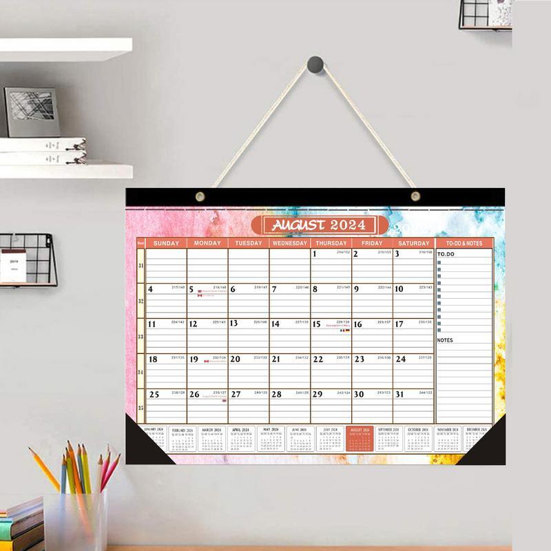 Настенный календарь 2024, простой ежемесячный настенный календарь, цветной настенный календарь для записей, расписание, календарь 12 месяцев