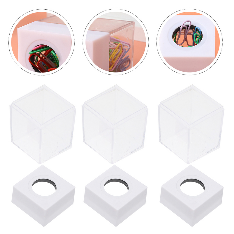 Cabilock-cubo de almacenamiento de Clip de papel, caja organizadora transparente, contenedor magnético