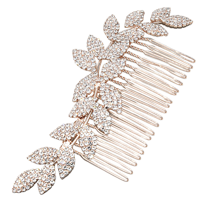 Pettine per capelli con strass a forma di foglia copricapo accessori per capelli in lega di lusso per accessori per bomboniere da principessa