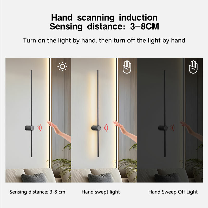 Nordic Sensor LED kinkiet ręcznie przełącznik indukcyjny lampy ścienne LED do korytarza ściana korytarza kinkiet do sypialni salon kryty