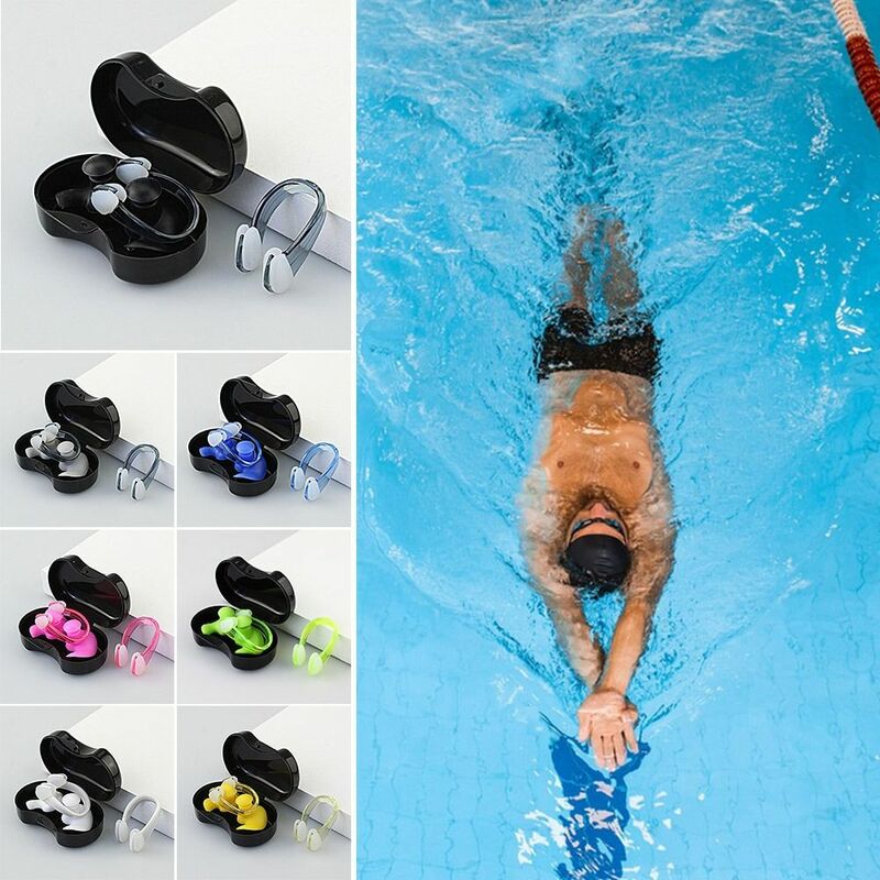 Bouchons d'oreille souples en silicone avec étui, clip antarctique imbibé, multicolore, fournitures de sport, ensemble de bouchons d'oreille de natation