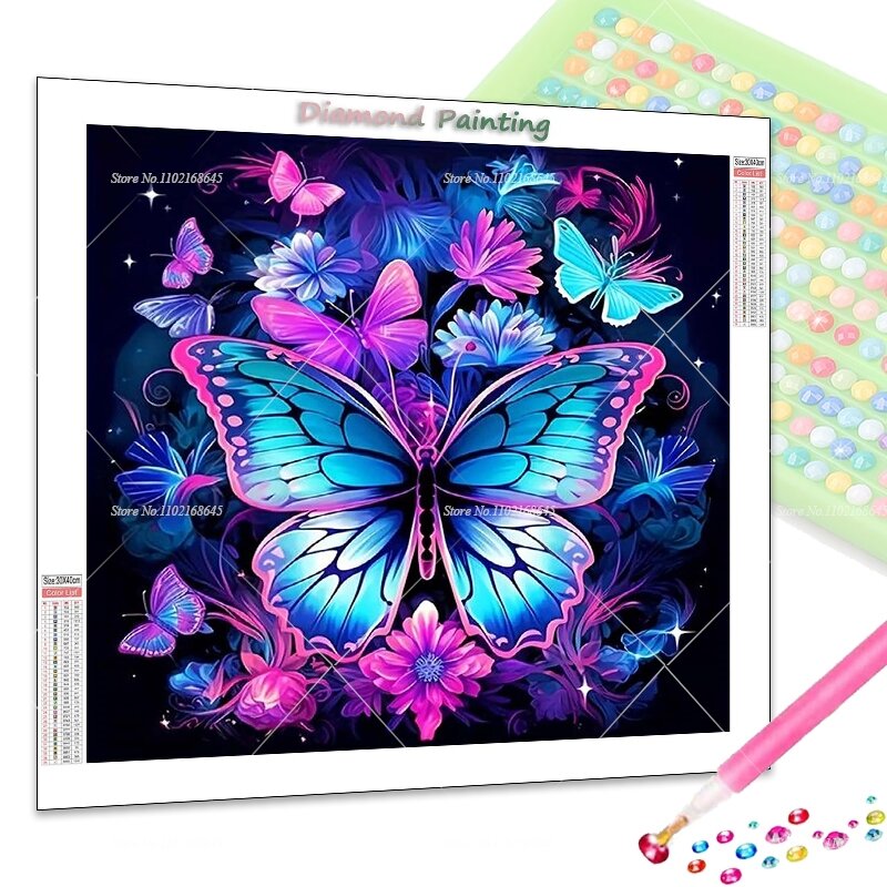 DIY Diamond Painting Butterfly Rhinestones Picture Animal Embroidery Cartoon New Arrival Mosaic Flower Wall Art For Adult Gift