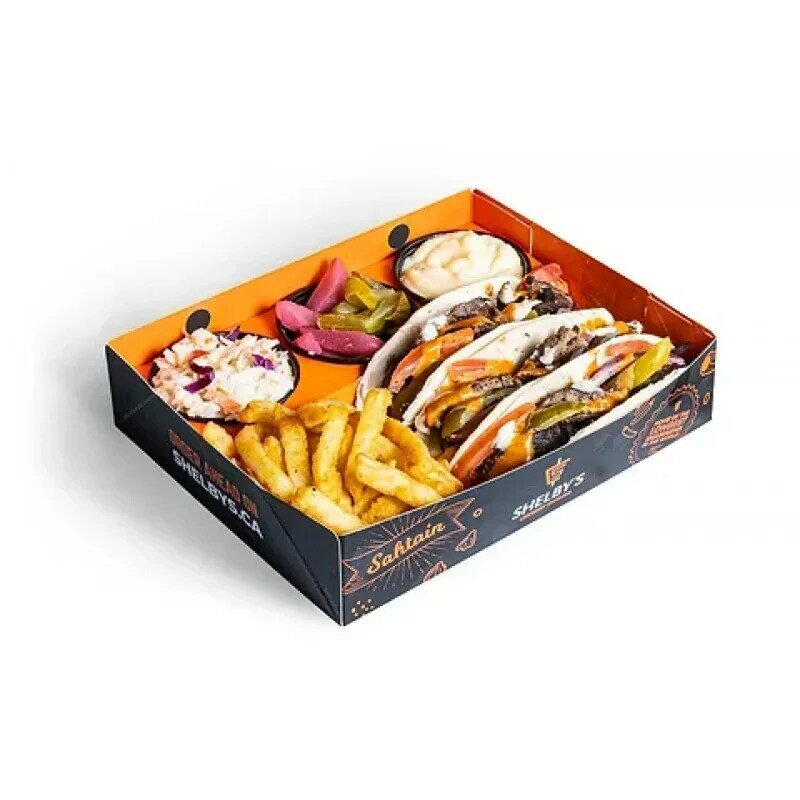 Produk kustom kotak piknik teh siang Musim Semi tamasya kotak hadiah Tart Sandwich makanan penutup kotak kertas Kraft kue