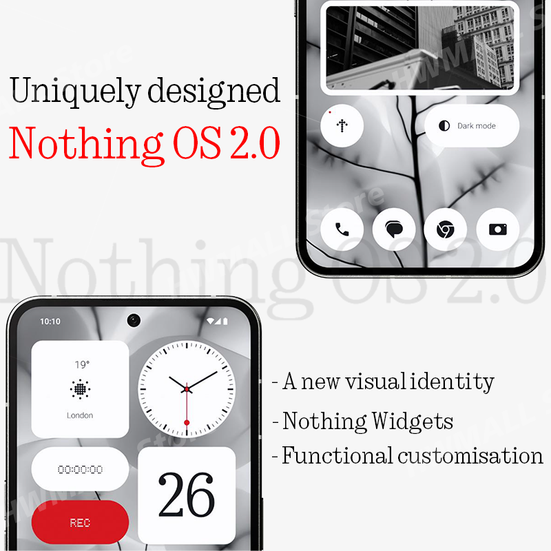 NOTHING Phone (2) 6,7 ", flexible LTPO OLED Snapdragon®8 + Gen 1 Nothing OS 2,0 cámara trasera dual de 50 MP, cámara frontal de 32 MP