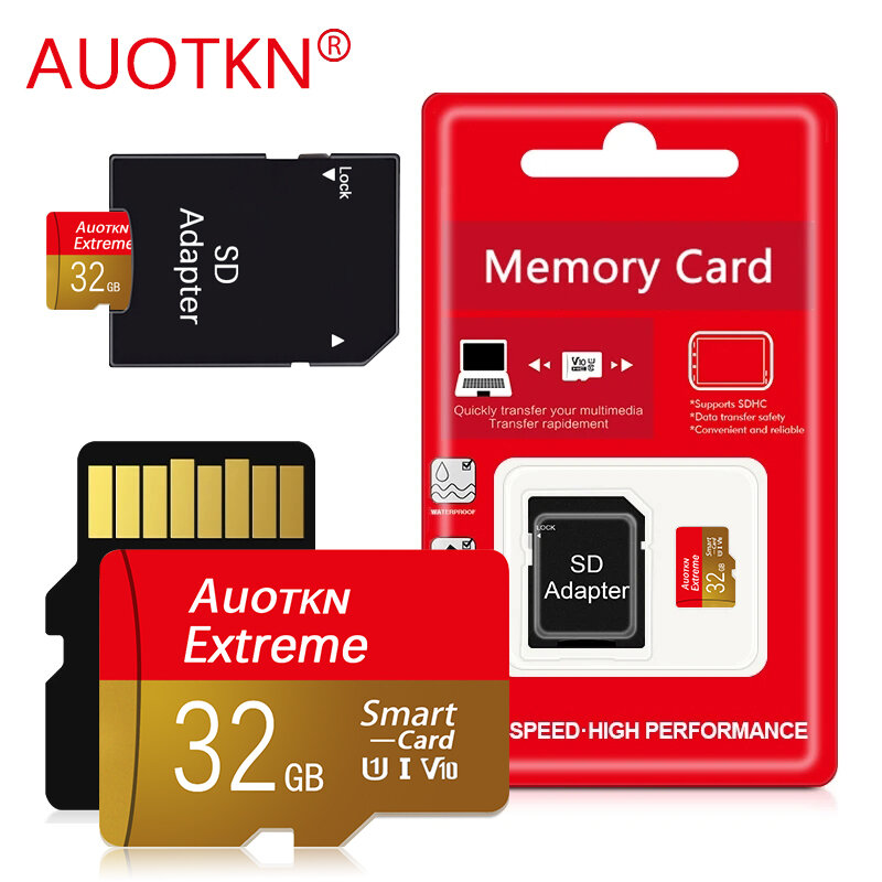 512GB AUOTKN Micro TF karta SD 32GB 16GB 8GB Mini karta SD TF 64GB 128GB 256GB U1 A1 C10 UHS-I karta pamięci Flash do aparatu/telefonu