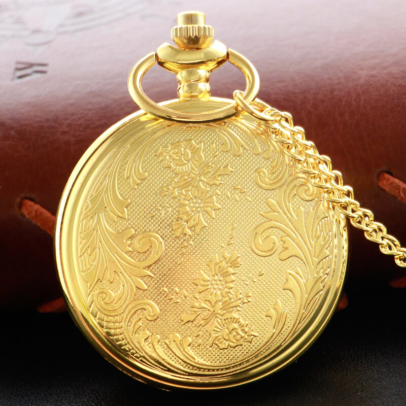Relógio de bolso rubi dourado para homens e mulheres, pingente digital, relógio de corrente, colar de escultura, presente de luxo