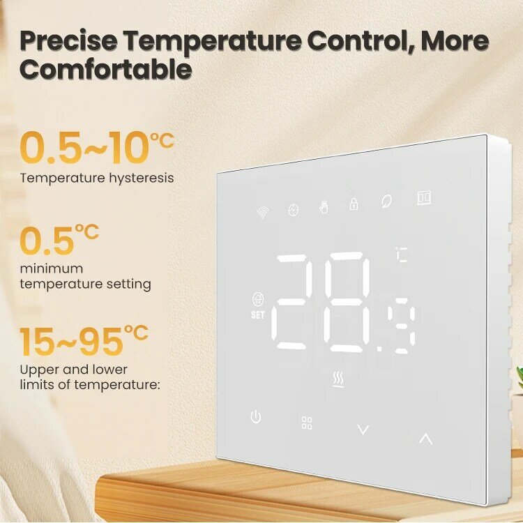 AVATTO-Thermostat de chauffage WiFi Tuya, 220V, contrôleur de température électrique intelligent pour le chauffage de l'eau et du sol, Google Home Alexa Alice