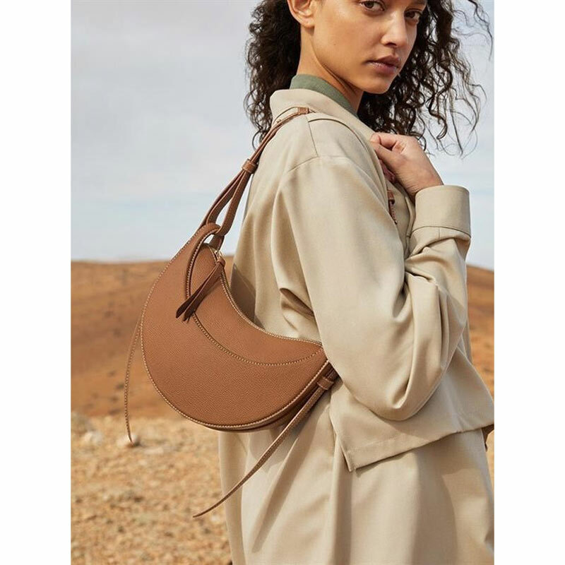 Женская кожаная сумка под подмышки, Портативная сумка через плечо для покупок на открытом воздухе, новые модные сумки для сестер, коричневая сумка