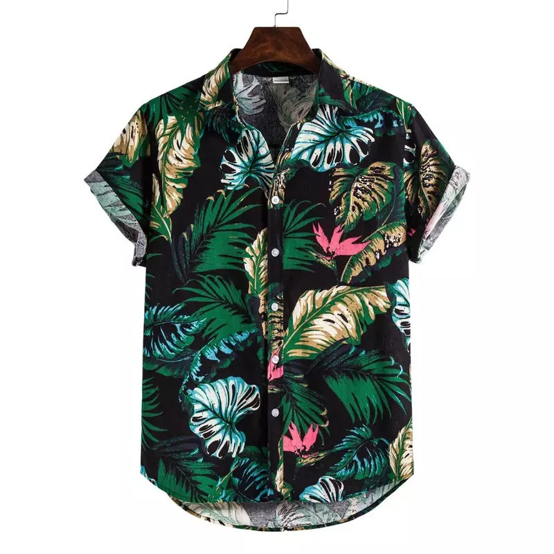 قميص رجالي مطبوع على شكل موز هاواي ، قميص شاطئ غير رسمي ، أكمام قصيرة ، علامة تجارية ، ملابس مستوردة ، مقاس كبير ، ملابس للشوارع ، عطلة