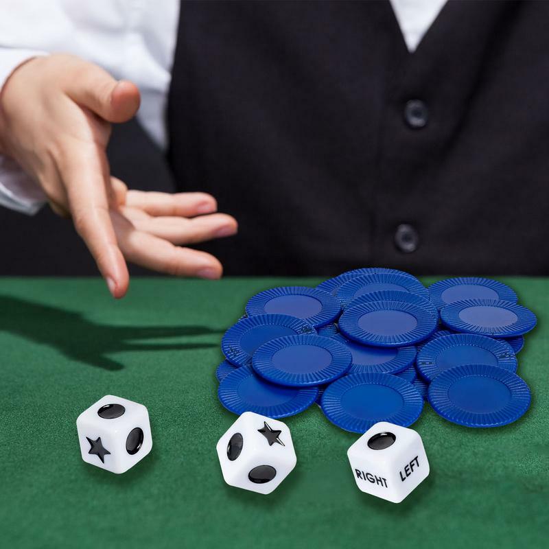 Links rechts in der Mitte Würfelspiel innovatives Spiel in der linken rechten Mitte mit 3 Würfeln und 24 Chips für Treffen mit Club-Trink spielen