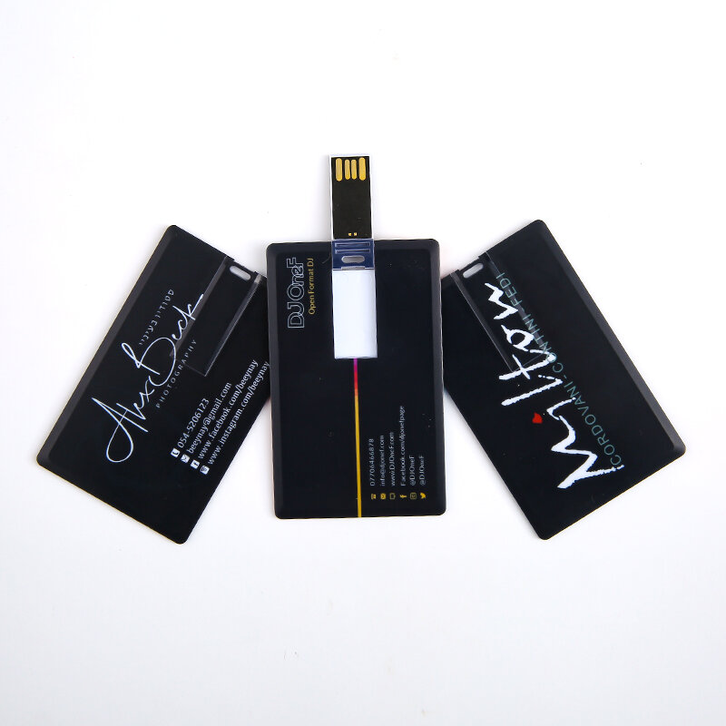 Logotipo personalizado Cartão de Crédito USB Thumb Drive, presente de casamento, Flash Memory Stick, seu logotipo, ambos os lados Impressão, 4GB, 8GB, 32GB, 64GB