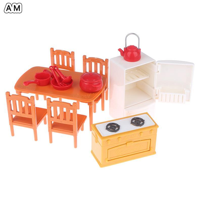 Miniaturowa stół z krzesłami dla lalek akcesoria do meble domowe dla lalek dekoracja kuchenna zabawki na prezent