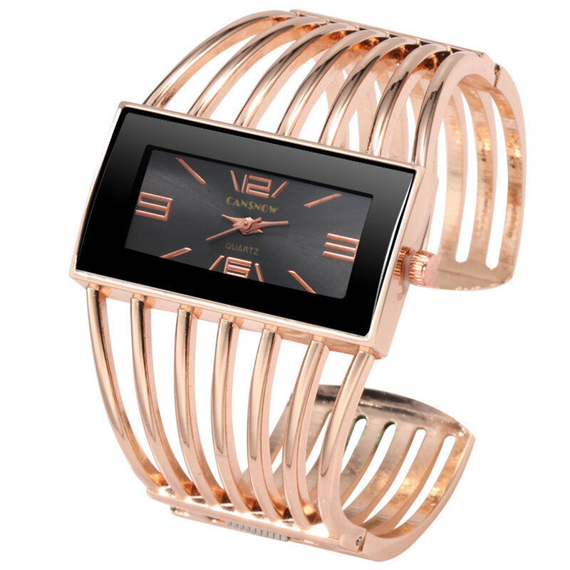 Jam tangan gelang wanita mewah modis desain unik Retro persegi Dial gelang Aloi wanita jam tangan Quartz Relogios Feminino