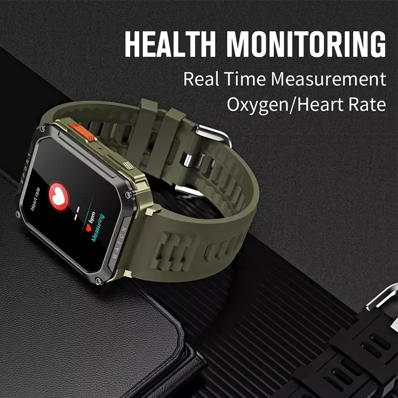 Jam tangan pintar militer pria, arloji Cerdas Monitor kesehatan panggilan Bluetooth untuk Android IOS Ip67 tahan air Ftiness 2024