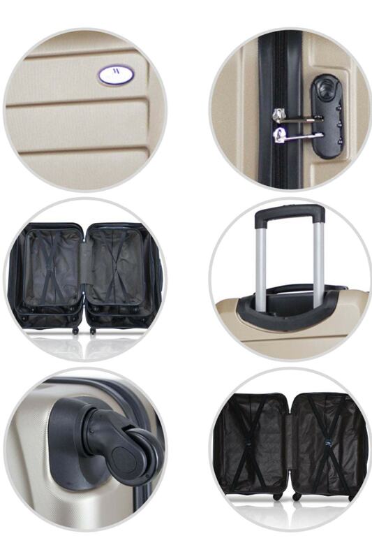 Black Unisex 3-Piece Suitcase Set -Cabin - Medium - Makeup89
