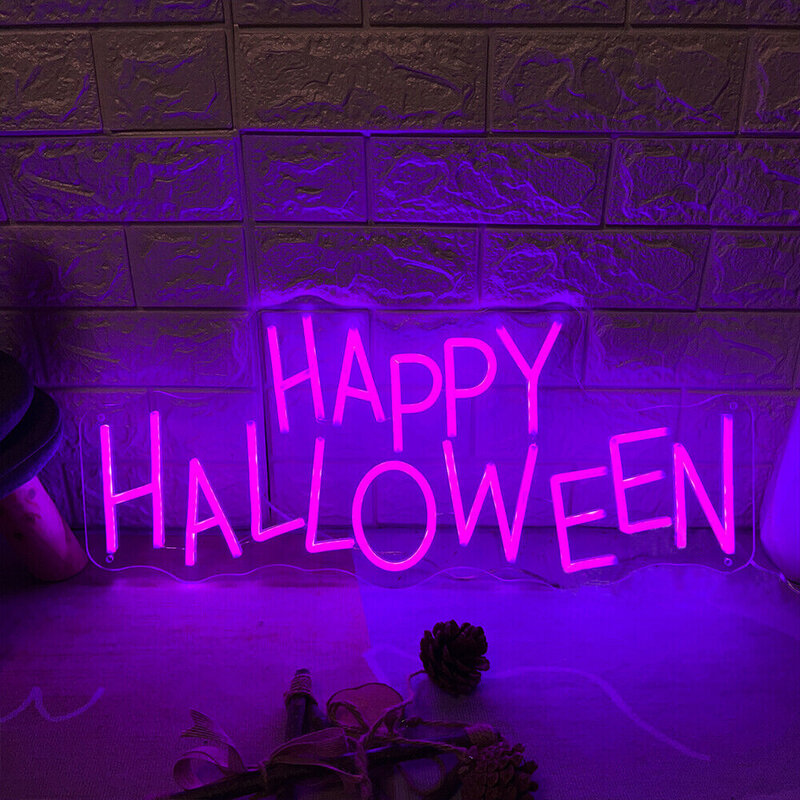 Happy Halloween LED ป้ายนีออนไฟ Holiday Party บรรยากาศศิลปะตกแต่งผนังบุคลิกภาพห้องนอน Night Light