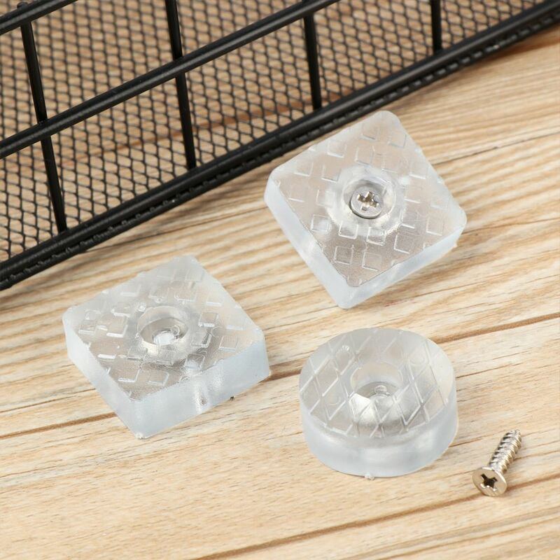 10pcs Slience Table Chair Feet Cap Clear Soft Furniture Leg Mats With Screw Bottom Wooden Floor Protector Non-Slip Pad