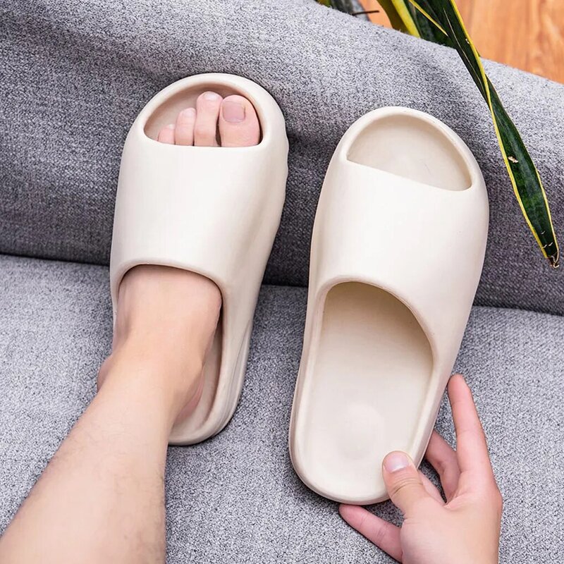 Thick Platform Slippers Summer Beach Soft Sole Slide Solid Color Slip-on Men Ladies Lover Couple Sandal Bathroom Shoes
