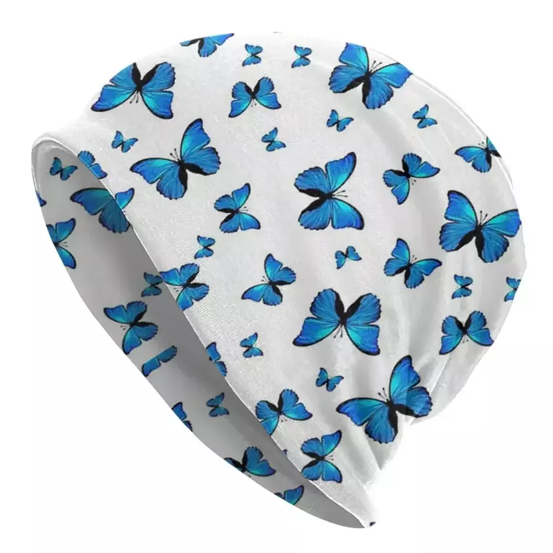 Farfalle blu stampa berretti Unisex per adulti berretti cappello a cuffia per maglieria moda calda autunno inverno cappelli Skullies all'aperto