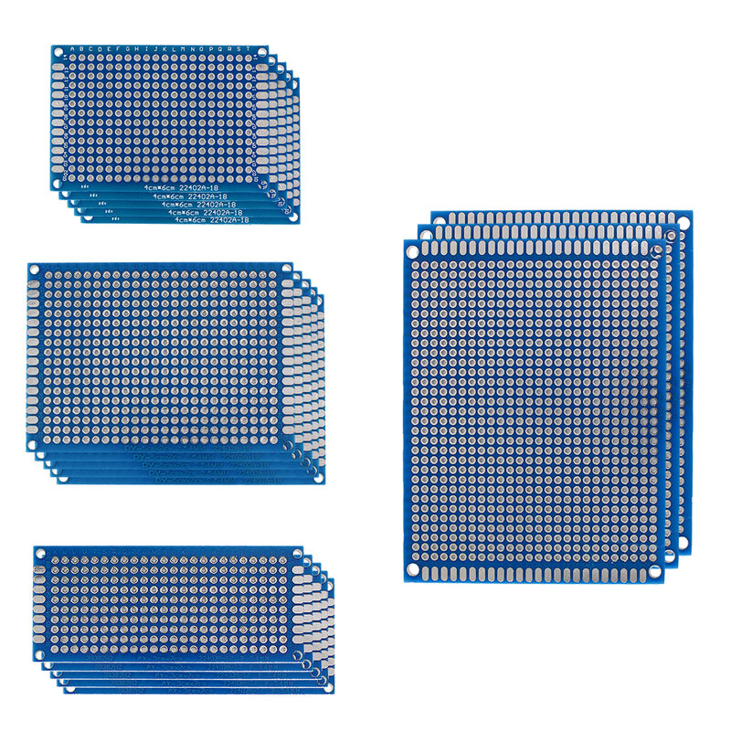 18 stücke Prototyp PCB Board Kit in mehreren Abmessungen 3x7 4x6 5x7 7x9cm, Vielzahl von Größen für Elektronik projekte DIY Elektronik