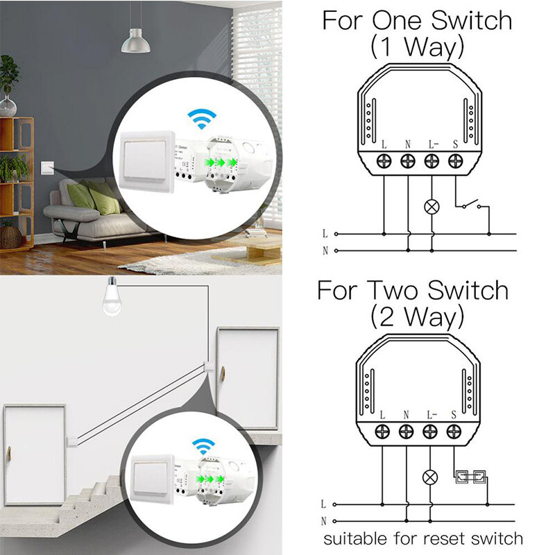 جهاز تحكم في إضاءة المنزل الذكي WiFi LED ، جهاز تحكم عن بعد 1/2 طريقة ، يعمل مع Alexa Echo و Google Home