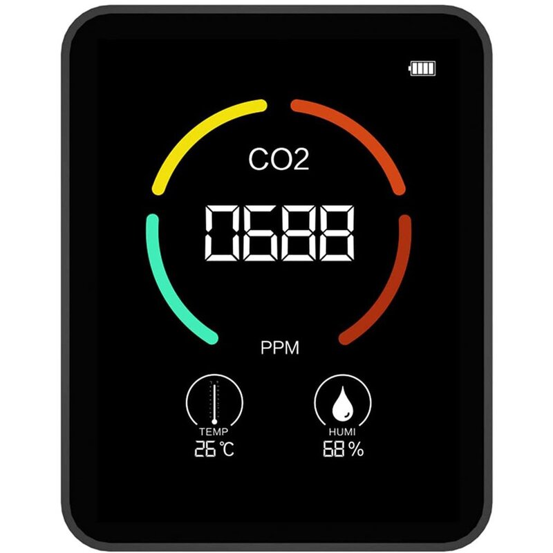 Qualidade do Ar Dióxido De Carbono Monitores com Sensor De Temperatura, Instrumento De Poluição Combinada, 3 em 1, Higrômetro