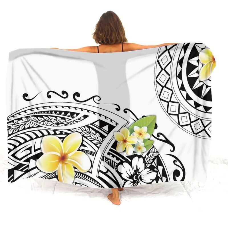 Seaside One Piece-Sarong de temperamento suave para mujer, patrón de arte polinesiano personalizado, abrigo de fiesta en la piscina y Club, chal de verano