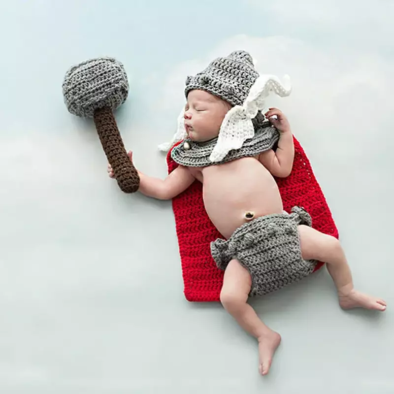 Anime properti fotografi baru lahir pakaian kostum bayi Thor Avengers karakter Cosplay pakaian Fotografia pakaian pemotretan bayi