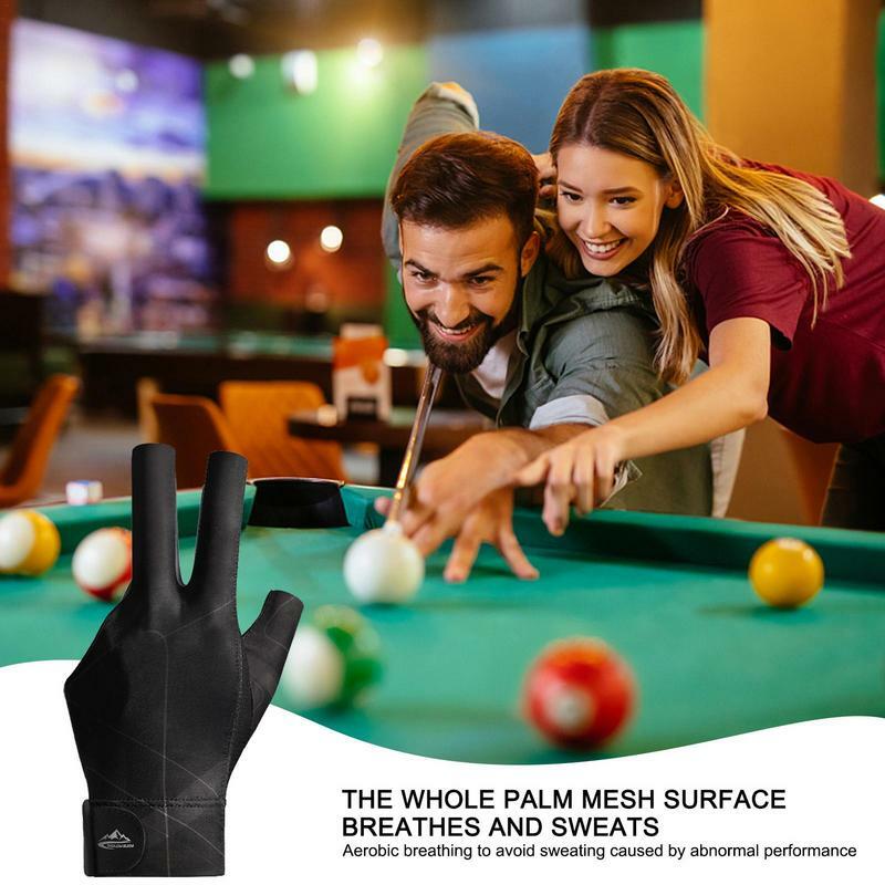 3 Finger Gloves Exercise Gloves Slip Adjustable Breathable Silky Thin Billiards Splicing Process 3 Open Finger Pool Table Gloves