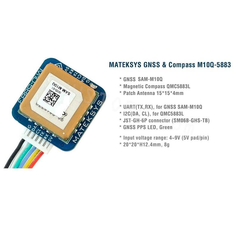 Matek Systems-M10Q-5883 de 72 canales con GPS y QMC5883L, dispositivo de velocidad de aire Digital de 4 ~ 9V con módulo de brújula para Dron de carreras RC FPV, novedad