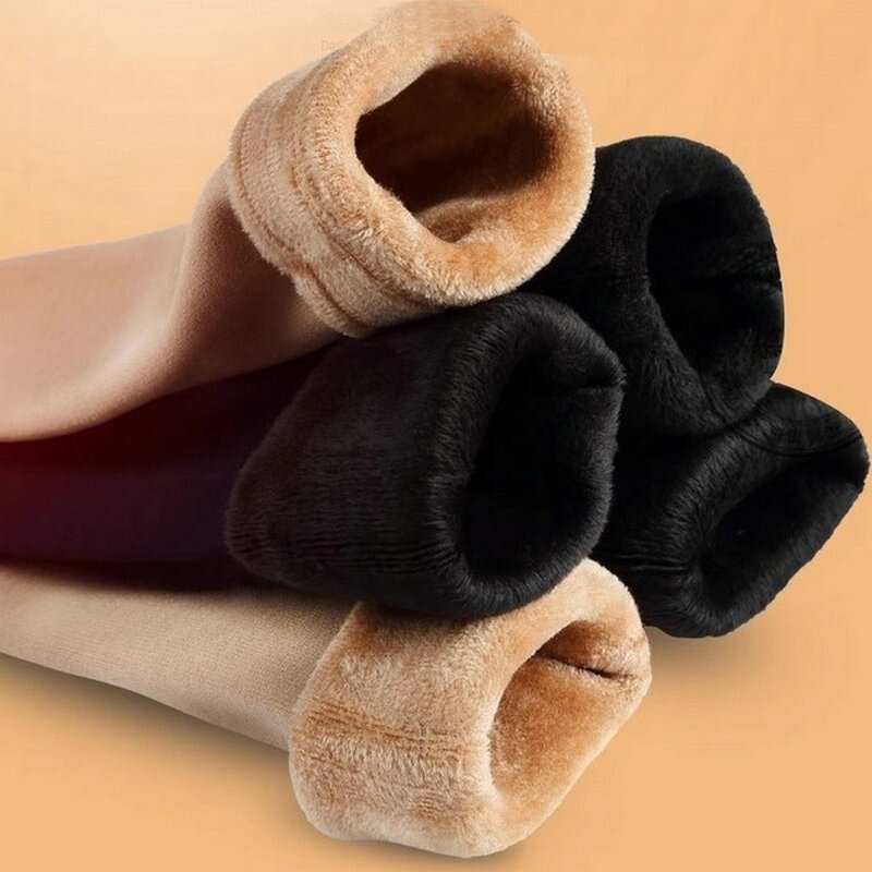 Kaus kaki hangat musim dingin wanita, Kaos Kaki wol kasmir lantai tidur bahan kulit hitam tanpa jahitan salju beludru lembut