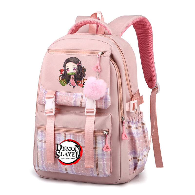 Mochila de Anime Demon Slayer para niña y niño, bolsa de libros estampada, mochila escolar para estudiantes, adolescentes y niños