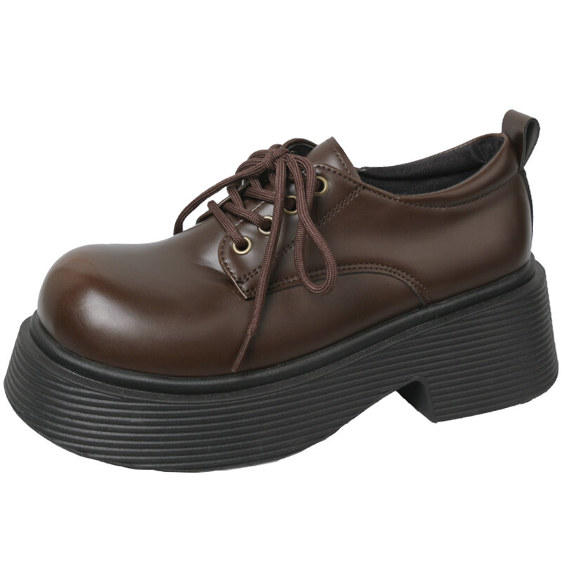 Schuhe Frau 2024 Clogs Plattform Herbst Oxfords britischen Stil weibliche Schuhe runde Zehen lässig Sneaker neu auf Heels Creepers Retr