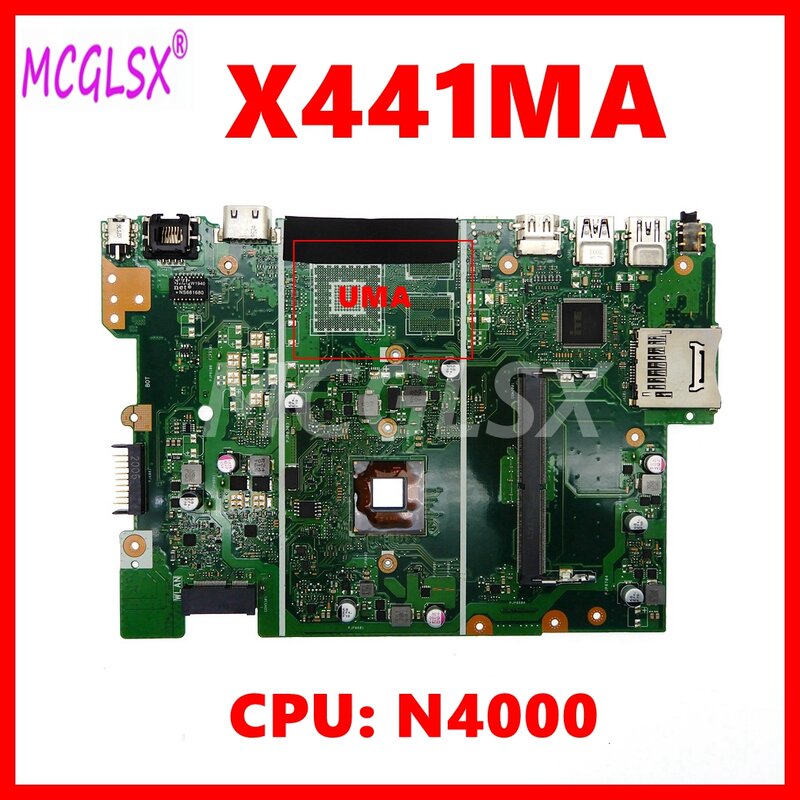 Placa-mãe portátil para Asus, X441MA, X441MA, A441M, X441MB, Mainboard Notebook, Intel Celeron 4 Core, N4000 CPU, UMA