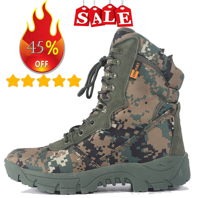야외 훈련 남성용 군사 전술 부츠, 하이탑 사막 육군 신발, 위장 전투 사냥 등산 보타스 하이킹 신발