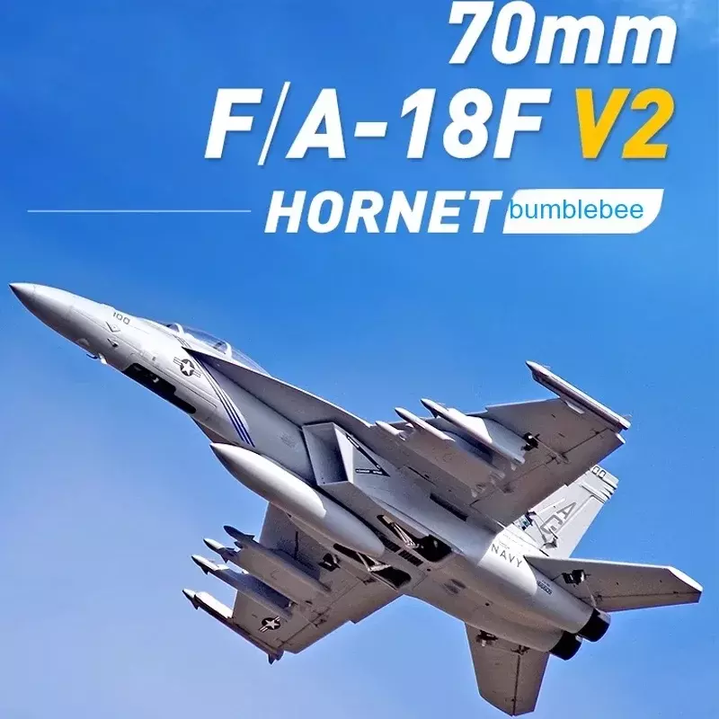 Modelo de aeronave elétrica Hornet, remoto montado asa fixa, RC Plane, Fms, 70mm, F a-18f, V2