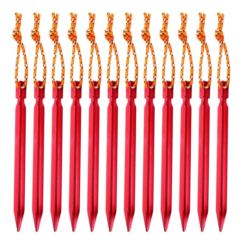 Tent Stakes 12Pack, Heavy Duty Camping Stakes Voor Outdoor Tent Aluminium Grond Pinnen Met Reflecterende Pull Touwen