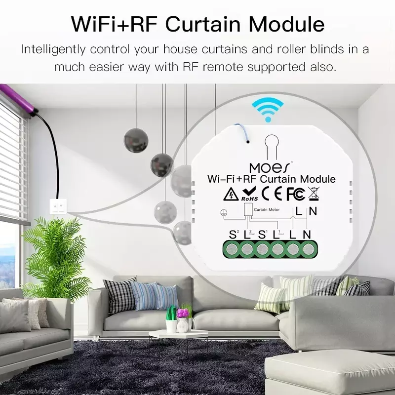 MOES-Joli WiFi Smart Zigequation, variateur de lumière technique, interrupteur de rideau, application Smart Life, télécommande, Alexa, Google Home, commande vocale