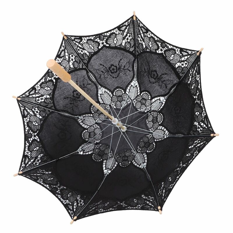 Paraguas de encaje bordado para boda, sombrilla decorativa, accesorio de fotografía, fiesta de boda, disfraz de flores Vintage