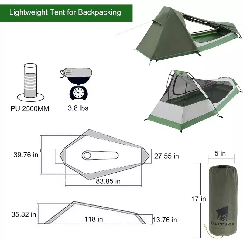 Namiot dla 1 osoby 3 sezon wodoodporny dla jednej osoby z plecakiem namiot plecak turystyczny podróży sprzęt turystyczny bez ładunkowy