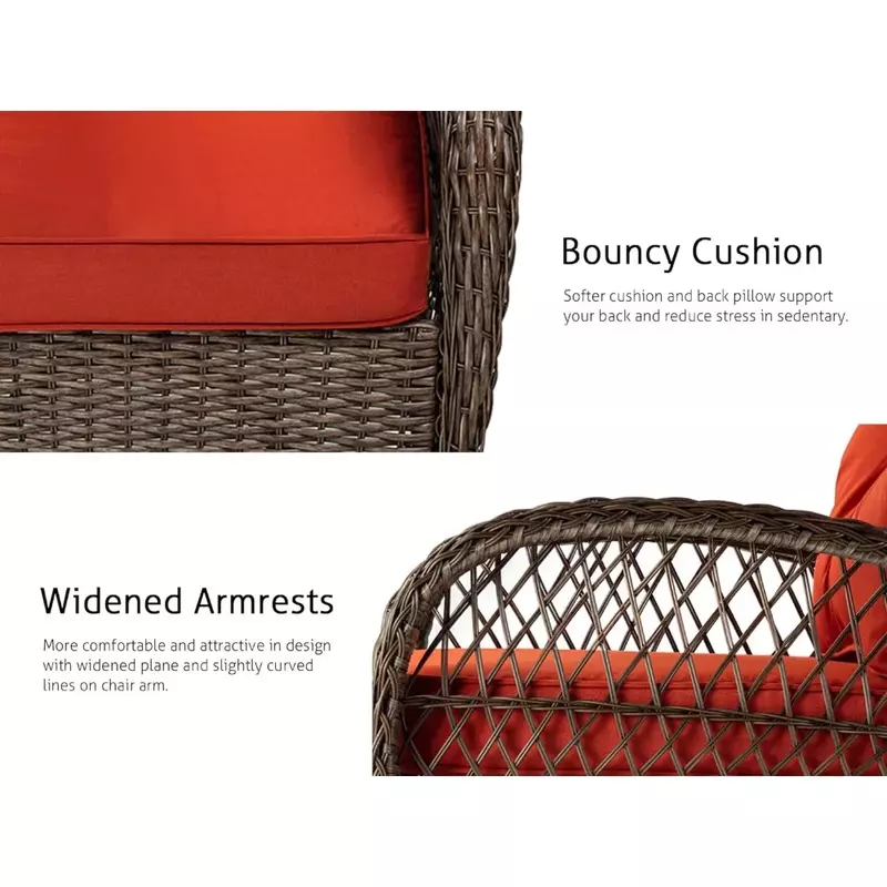 Ensemble de meubles avec chaise à bascule, coussins et table (rouge), bascule fœtale à cussion extérieure, WINCEF .cBCUR, 3 pièces
