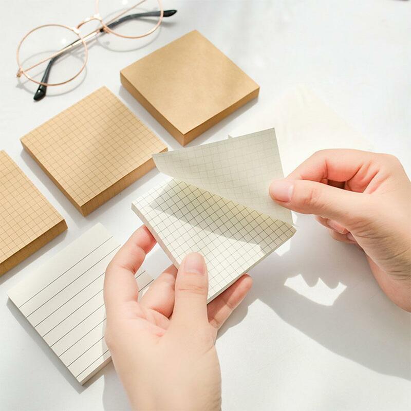 Simplicidade Kraft Paper Memo Pad, Estudante Sticky Auto-Adesivo Sticky Notes, Material de papelaria do escritório da escola, A6Z0, 80 Folhas