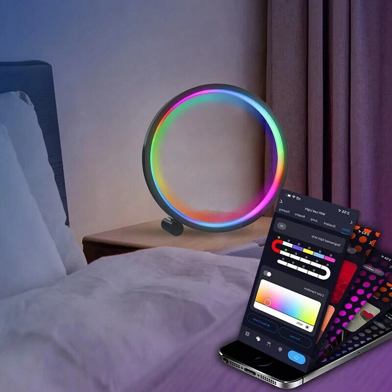 Luz Nocturna LED inteligente RGB, lámpara de escritorio de Ambiente, Control por aplicación Bluetooth, adecuada para sala de juegos, dormitorio, decoración de cabecera