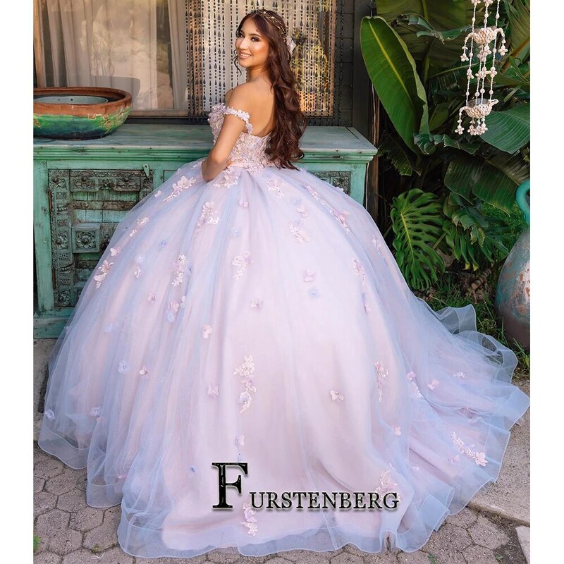 Fanshao trend ige 3d blumen quince anera kleider für 15 ans applikationen ballkleid perlen schnüren vestidos de baile auf bestellung