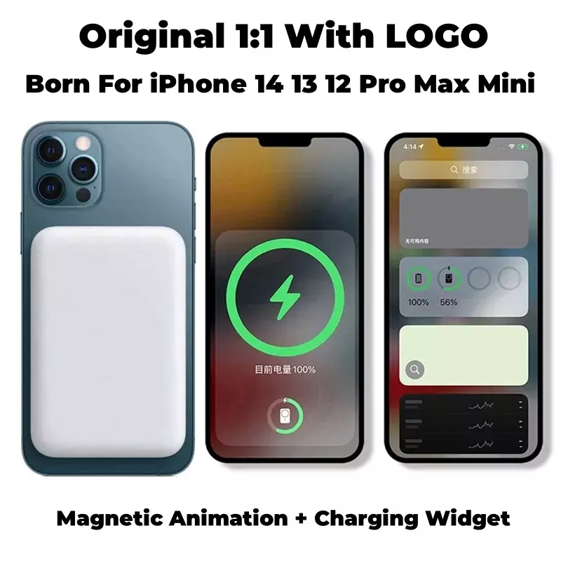 Charger nirkabel portabel 30000mAh, Bank daya paket baterai magnetik eksternal, cadangan bantu Macsafe untuk iphone