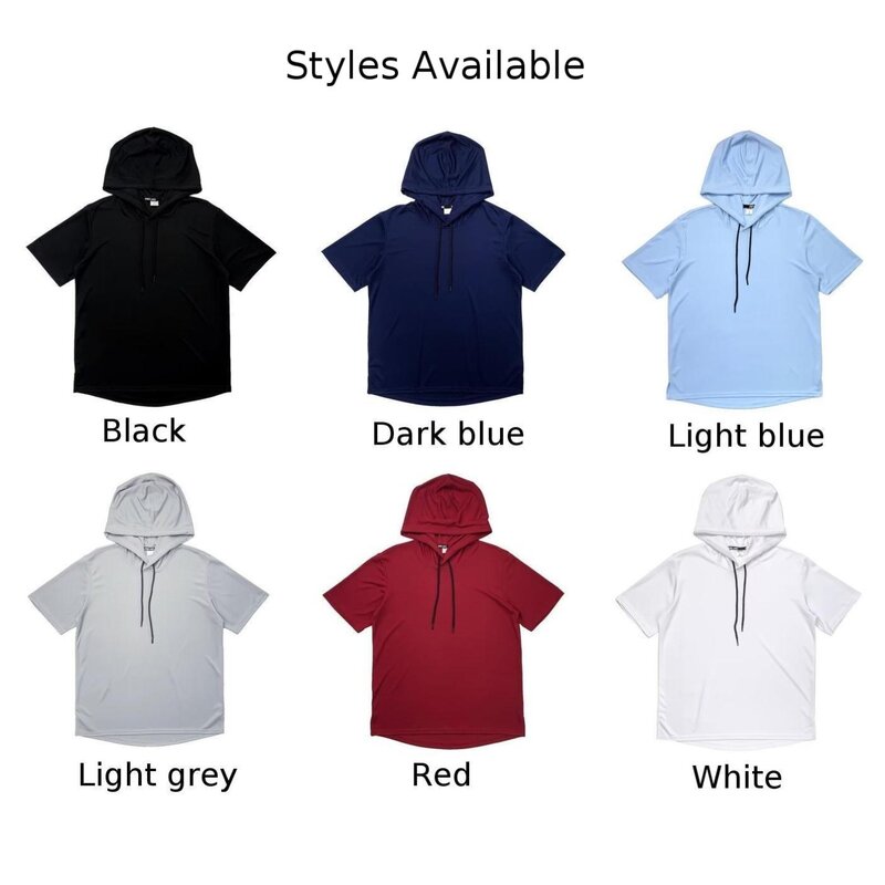 Camiseta de manga corta para hombre, ropa de calle ligera y elástica de Color sólido, camiseta fina con capucha, sudadera holgada de gran tamaño