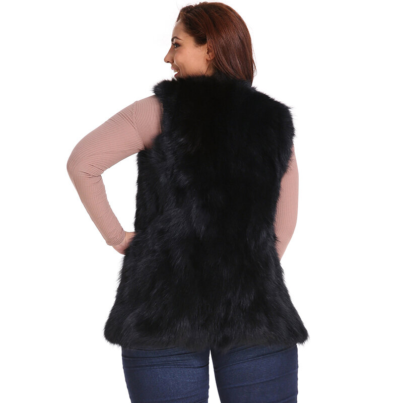 Женское модное тонкое теплое меховое пальто, верхняя одежда, длинный жилет из искусственного меха размером 6XL, женская зимняя повседневная меховая куртка без рукавов